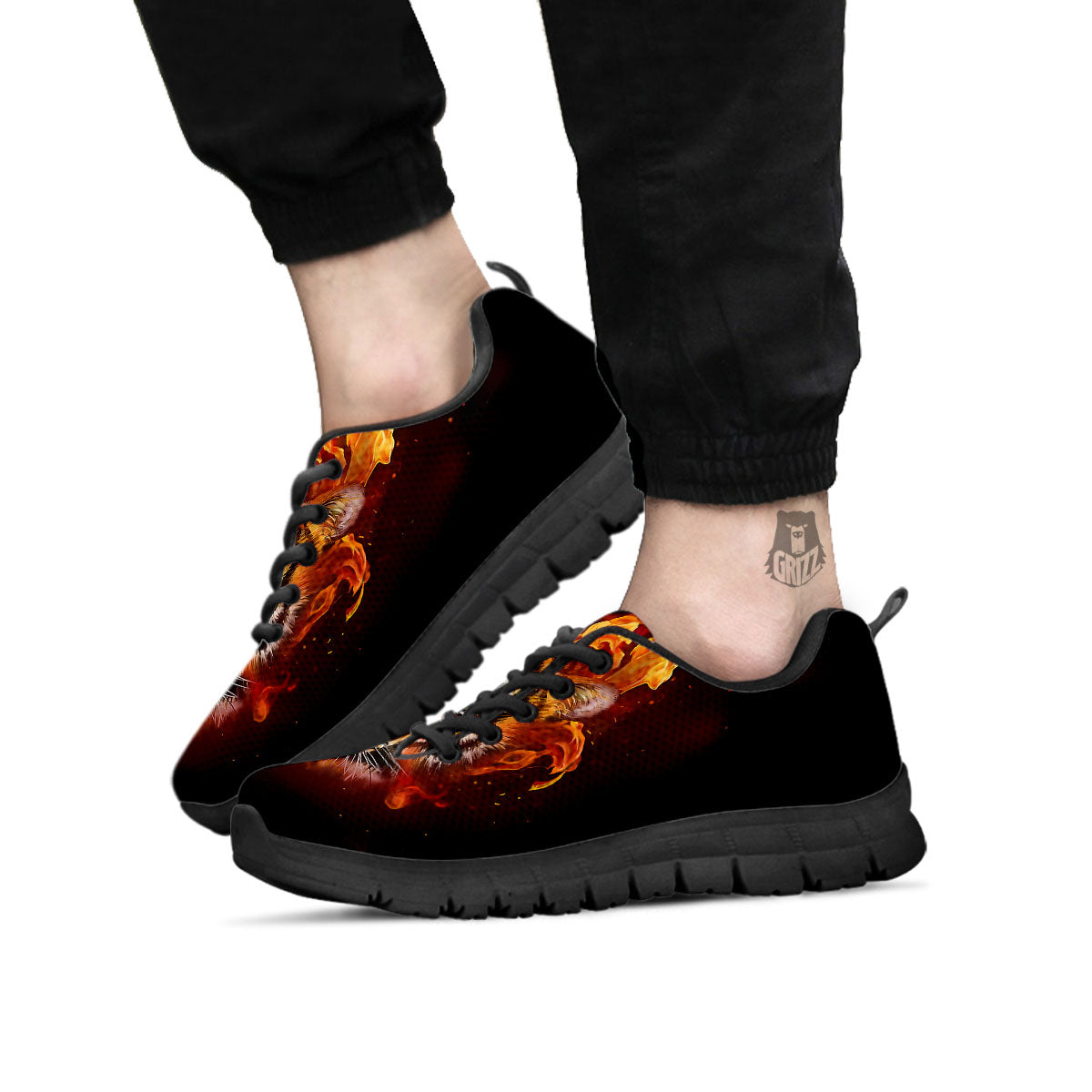 Tiger Flame Print Black Sneaker-grizzshop