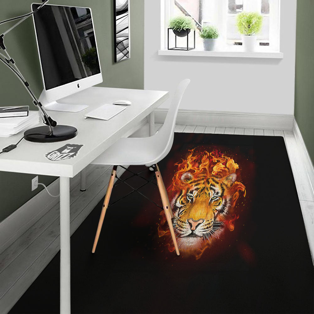 Tiger Flame Print Floor Mat-grizzshop