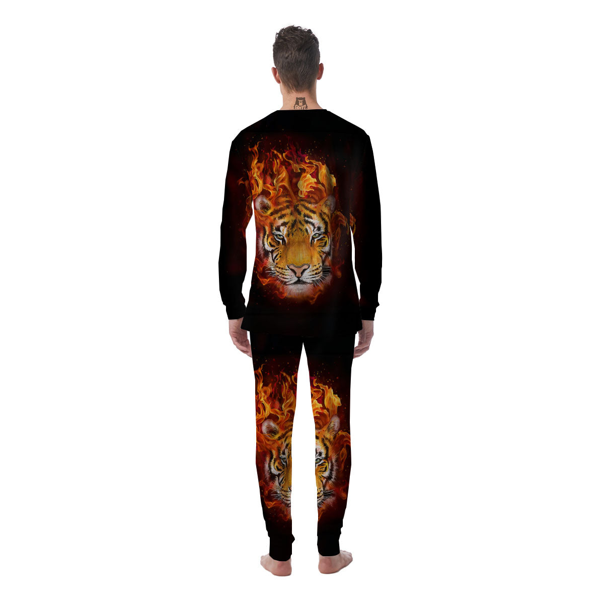 Tiger Flame Print Men's Pajamas-grizzshop