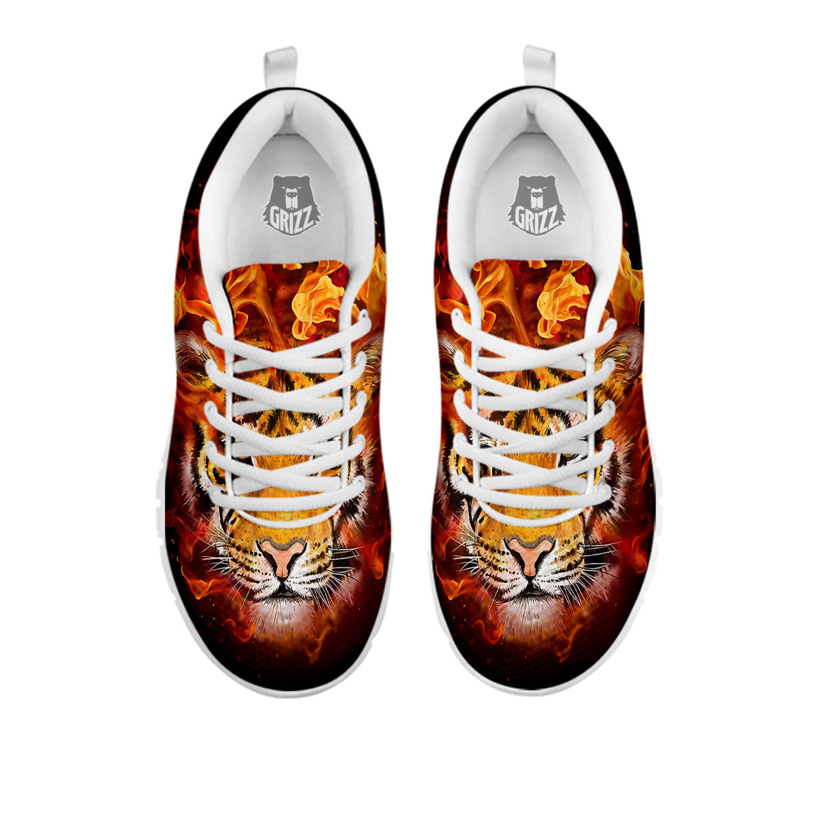 Tiger Flame Print White Sneaker-grizzshop