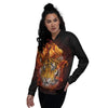 Tiger Flame Print Women's Bomber Jacket-grizzshop