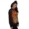 Tiger Flame Print Women's Bomber Jacket-grizzshop