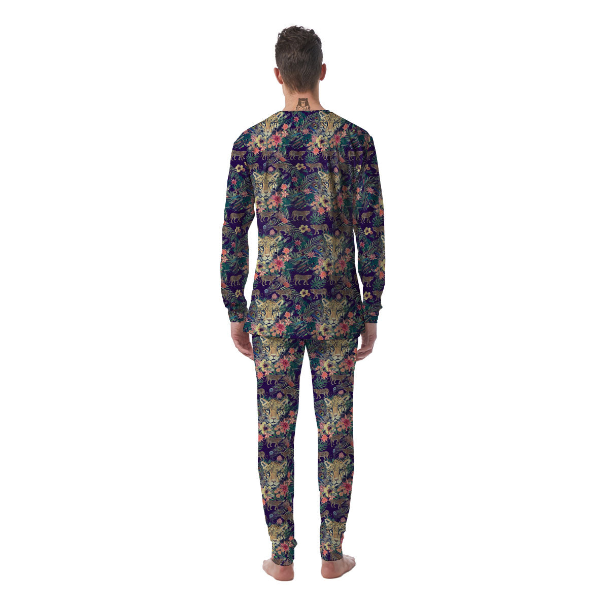 Tiger Flower And Print Pattern Men's Pajamas-grizzshop