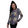 Tiger Flower And Print Pattern Women's Bomber Jacket-grizzshop