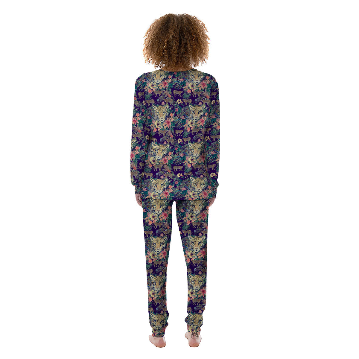 Tiger Flower And Print Pattern Women's Pajamas-grizzshop