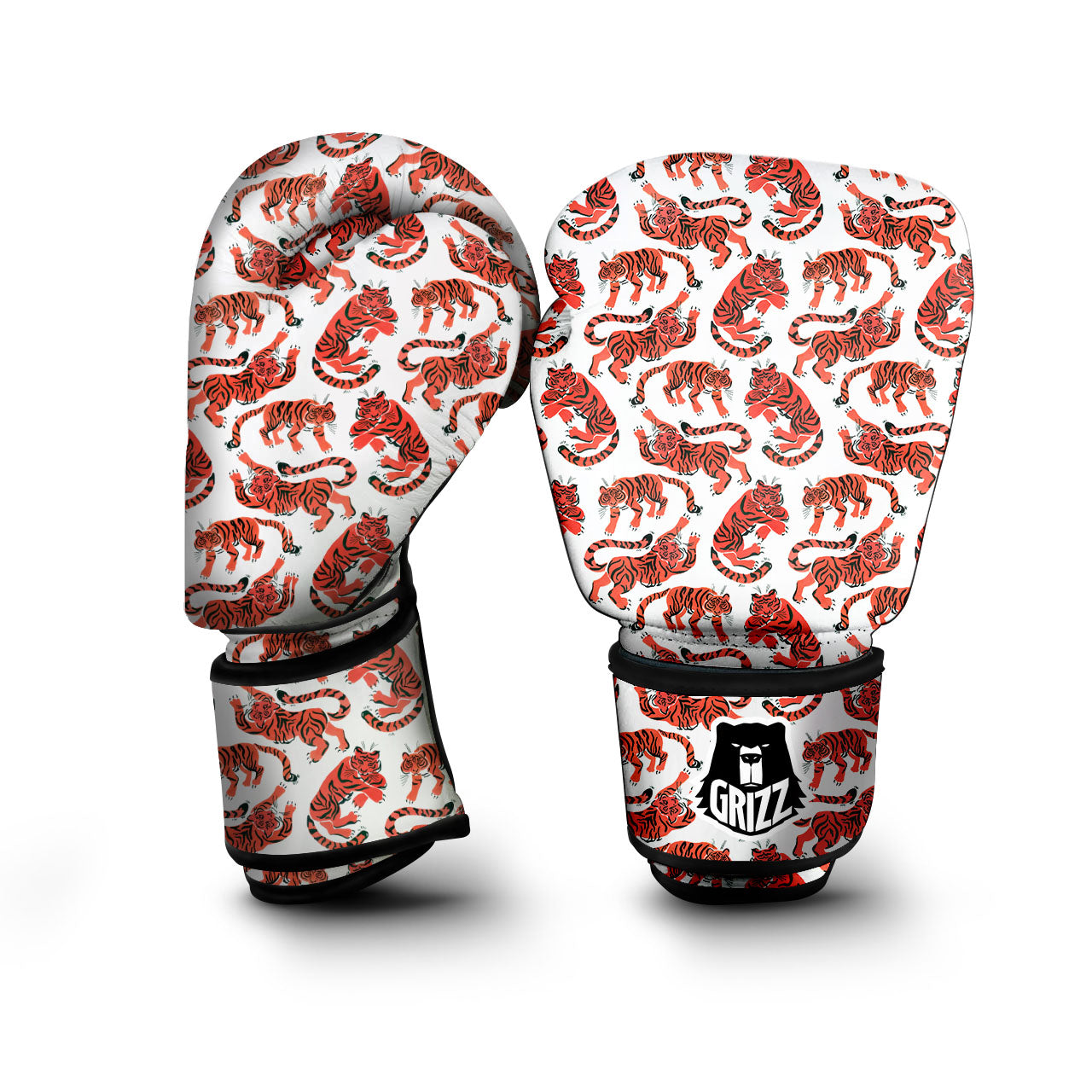 Tiger Gouache Print Pattern Boxing Gloves-grizzshop