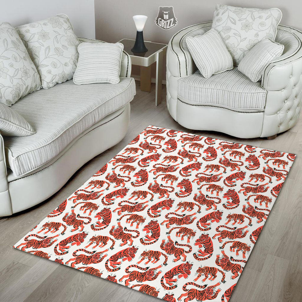 Tiger Gouache Print Pattern Floor Mat-grizzshop