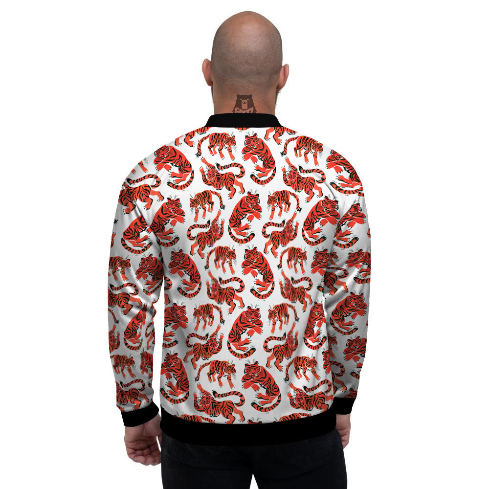 Tiger Gouache Print Pattern Men's Bomber Jacket-grizzshop