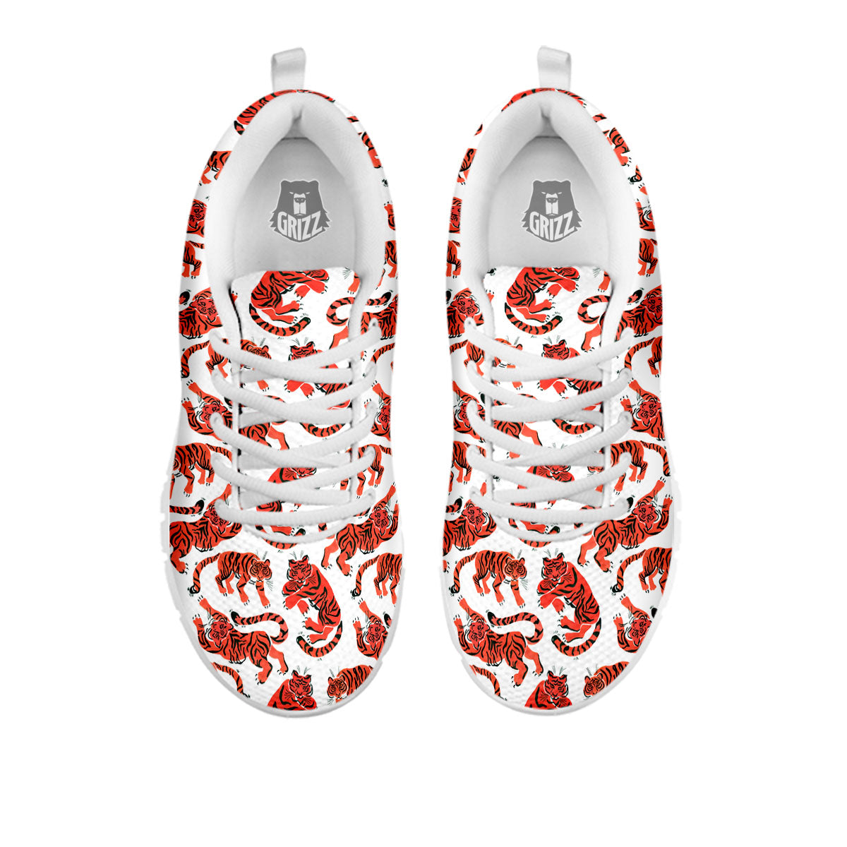 Tiger Gouache Print Pattern White Sneaker-grizzshop