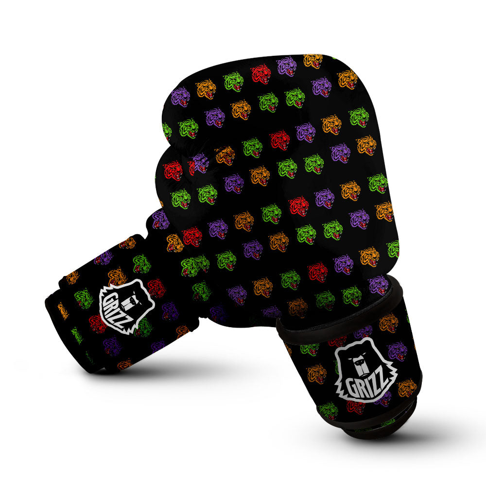 Tiger Head Colorful Print Pattern Boxing Gloves-grizzshop