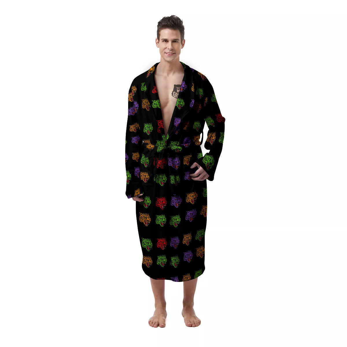 Lobster Crab Pattern Print Men Long Robe