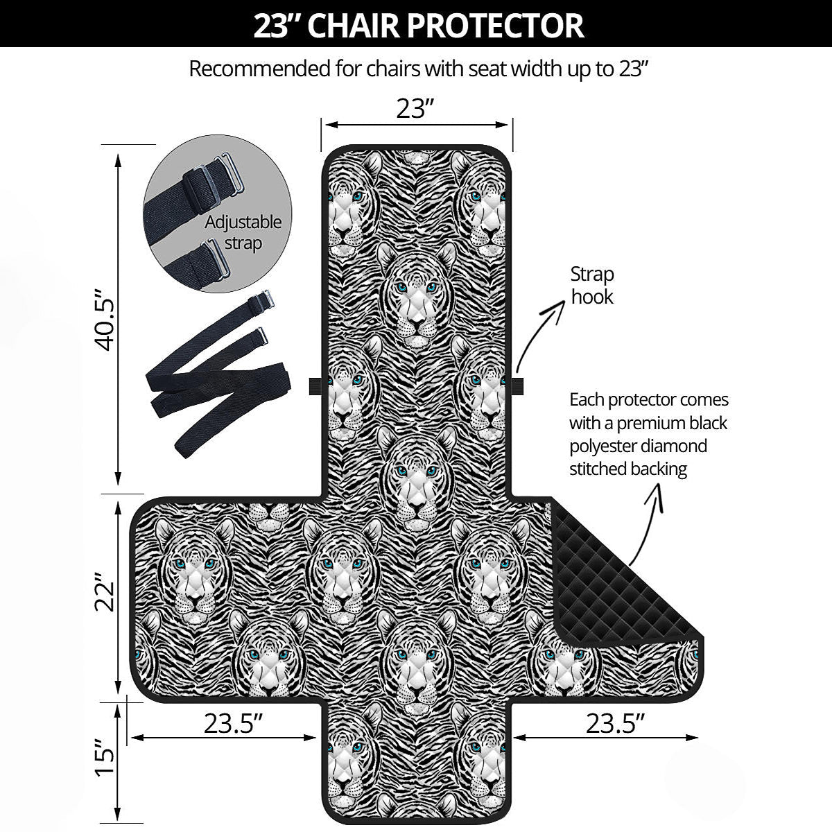 Tiger Head Striped Print Pattern Armchair Protector-grizzshop