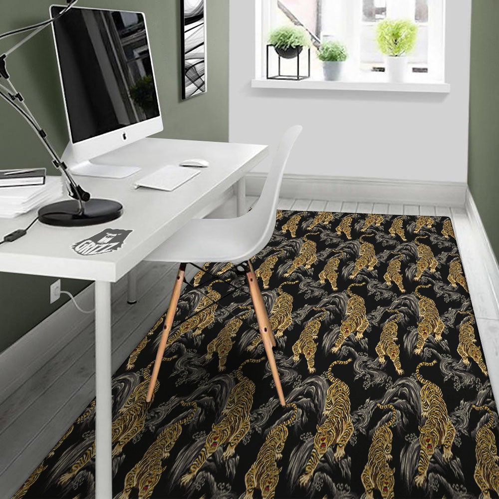 Tiger Japanese Print Pattern Floor Mat-grizzshop