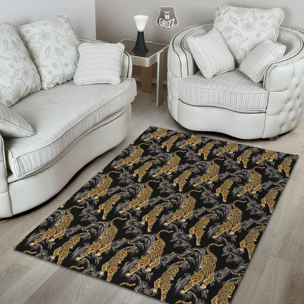 Tiger Japanese Print Pattern Floor Mat-grizzshop