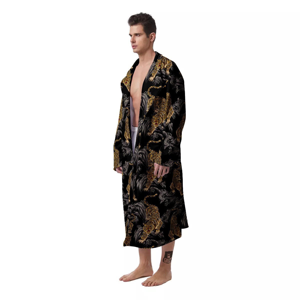 Tiger Japanese Print Pattern Men's Robe-grizzshop