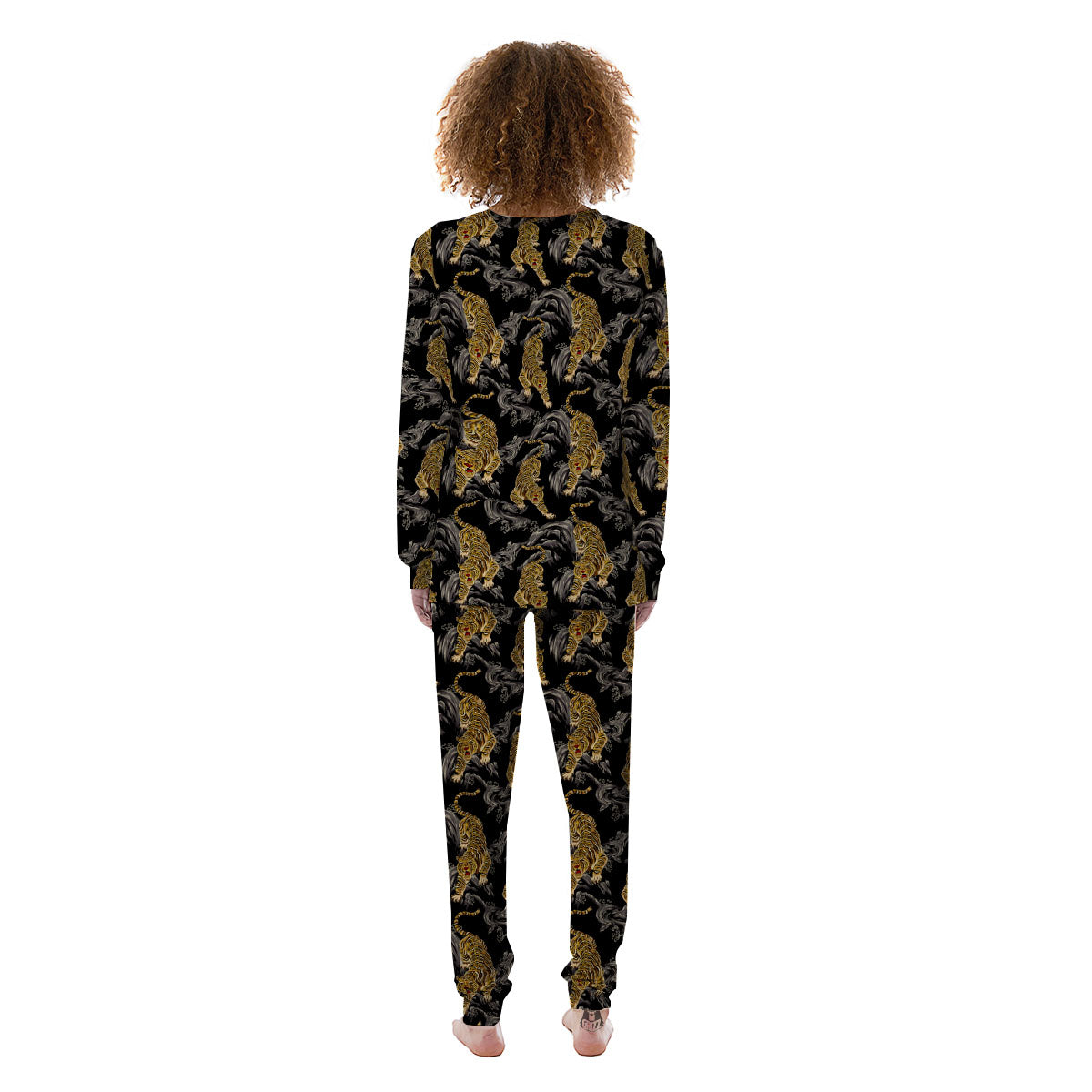 Tiger Japanese Print Pattern Women's Pajamas-grizzshop