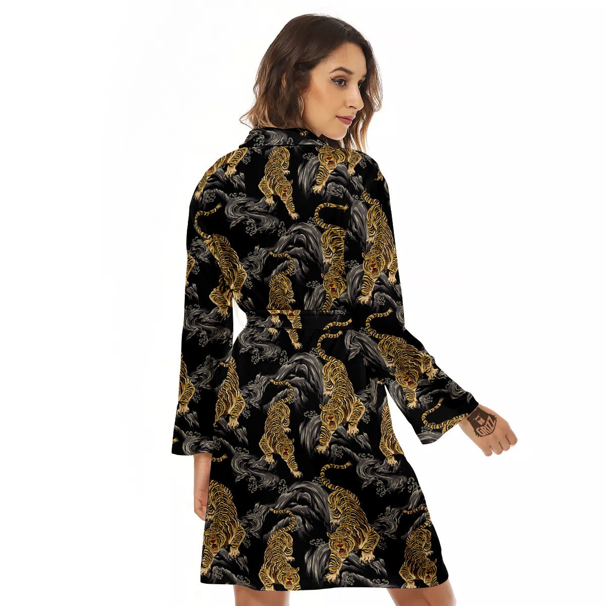 Tiger Japanese Print Pattern Women's Robe-grizzshop