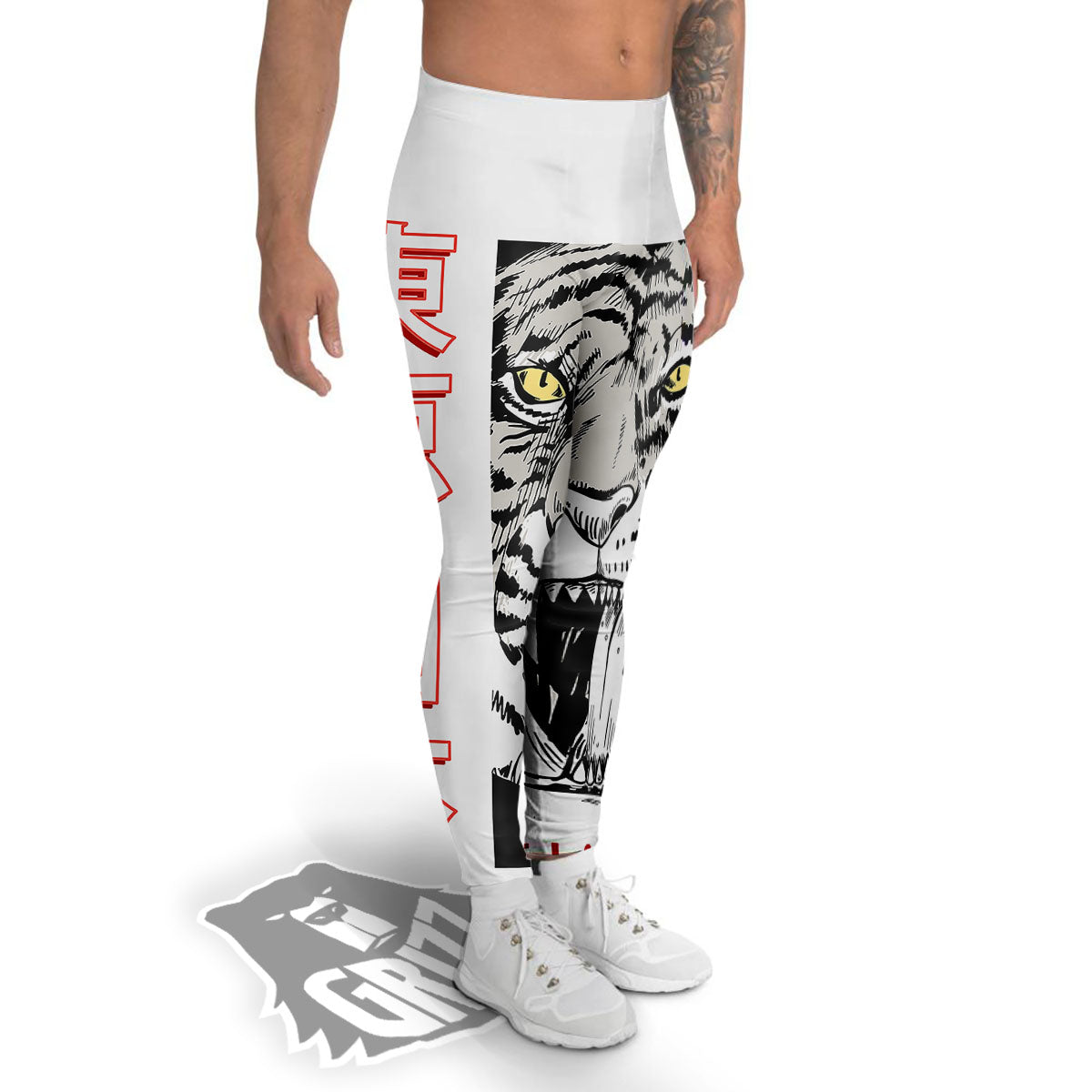 Tiger Japanese Style Print Men's Leggings-grizzshop