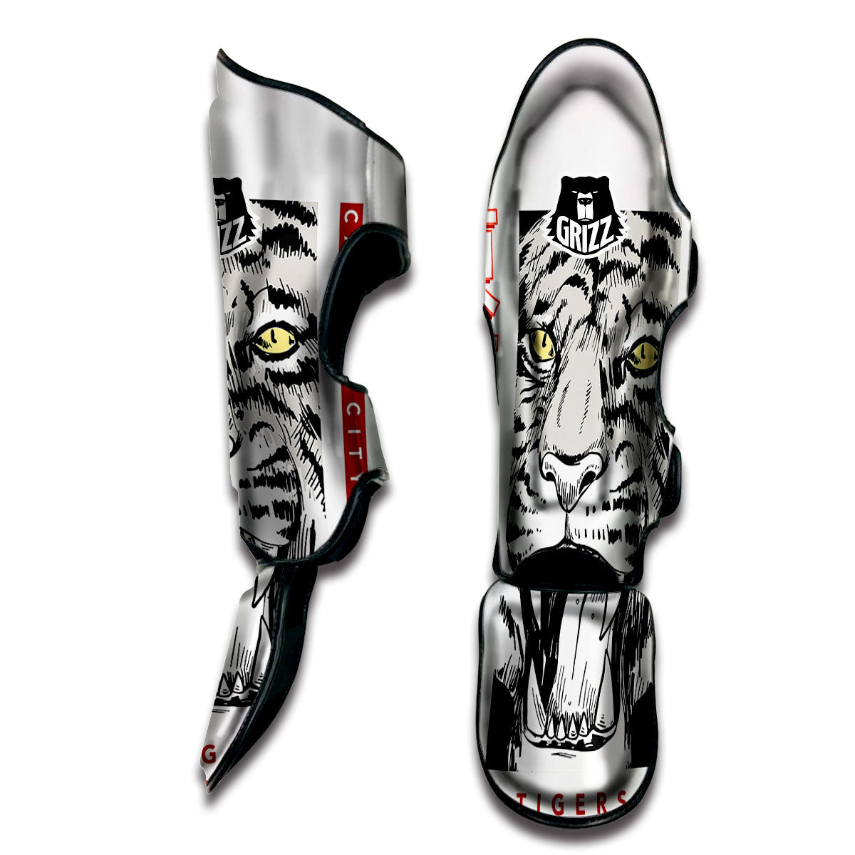 Tiger Japanese Style Print Muay Thai Shin Guards-grizzshop