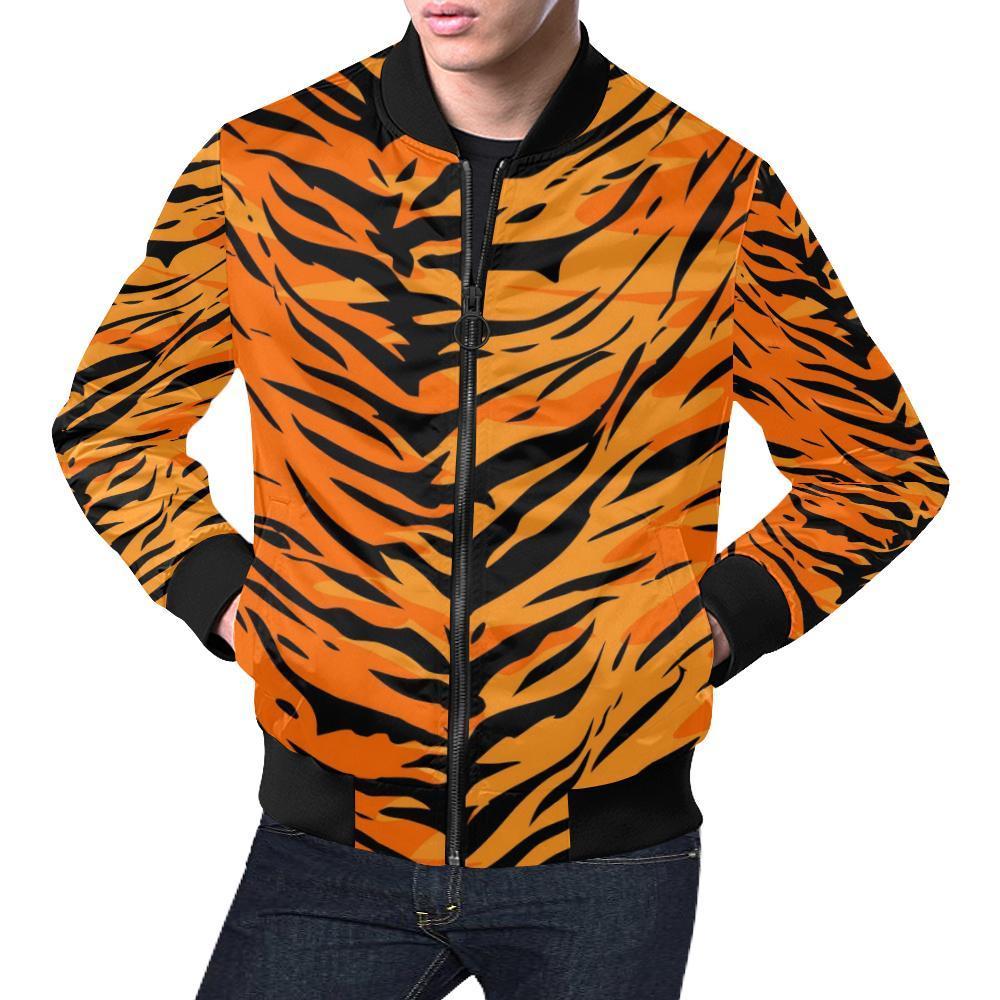 Tiger Pattern Print Men's Bomber Jacket-grizzshop