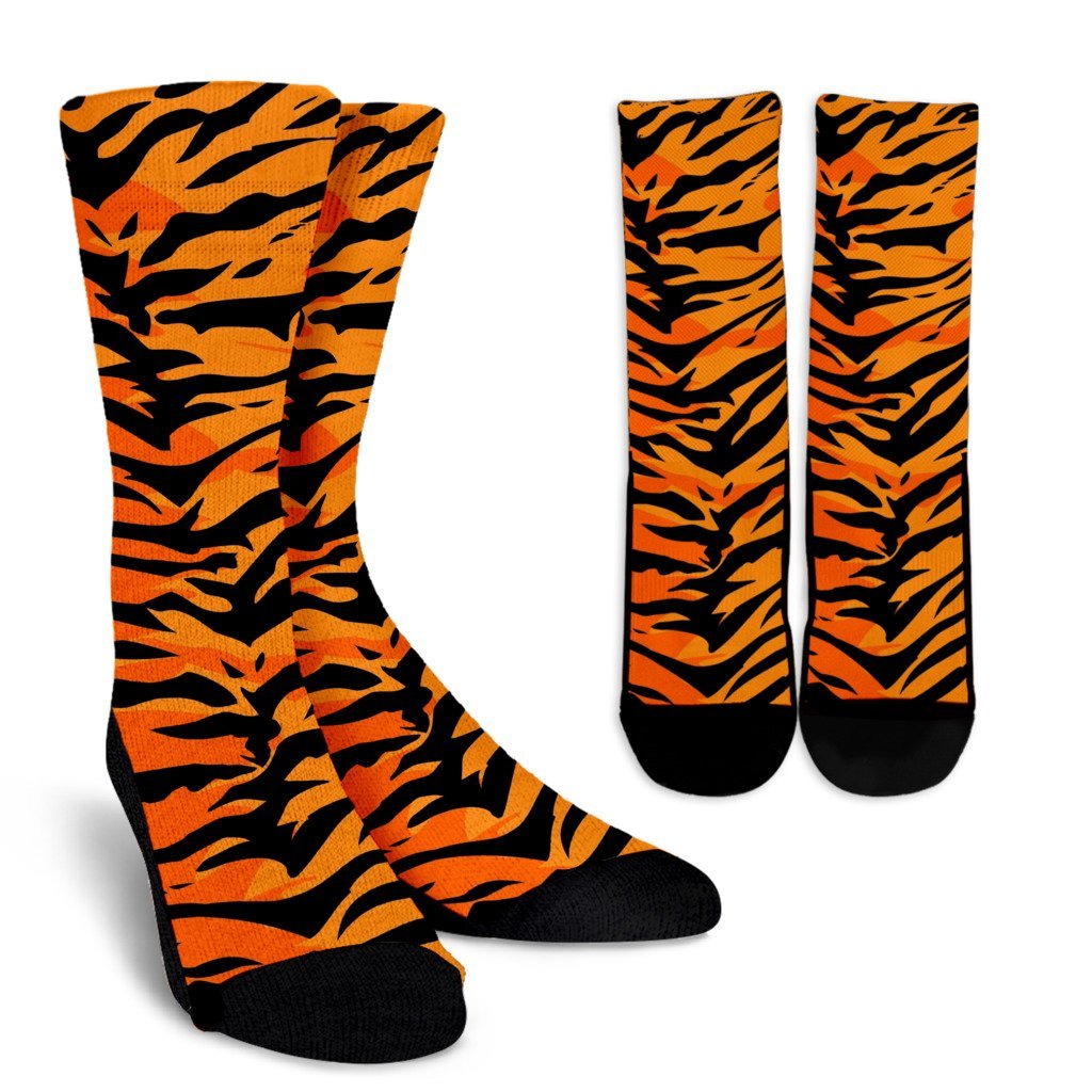 Tiger Pattern Print Unisex Crew Socks-grizzshop