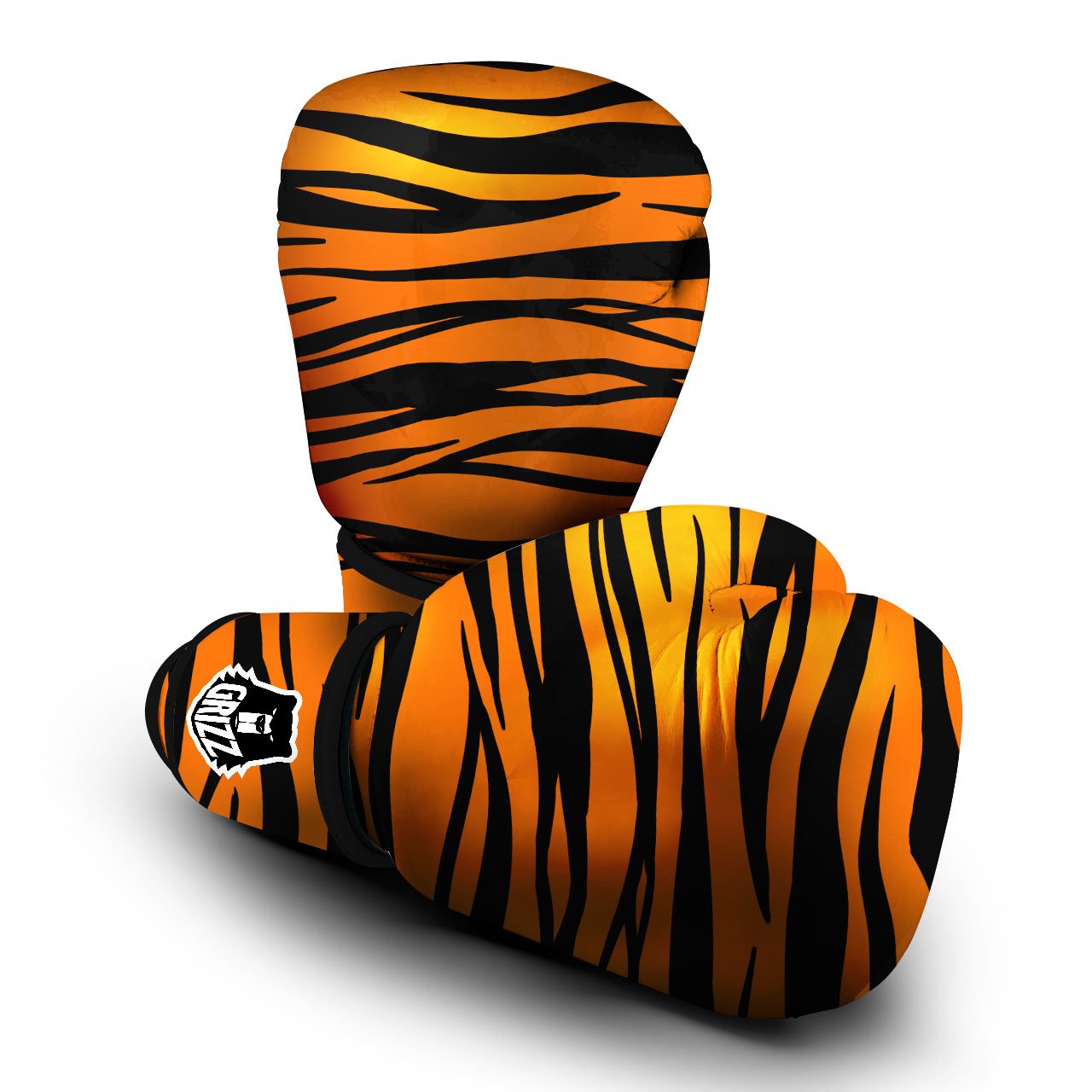 Tiger Stripe Black And Orange Print Boxing Gloves-grizzshop