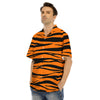 Tiger Stripe Black And Orange Print Men's Hawaiian Shirt-grizzshop