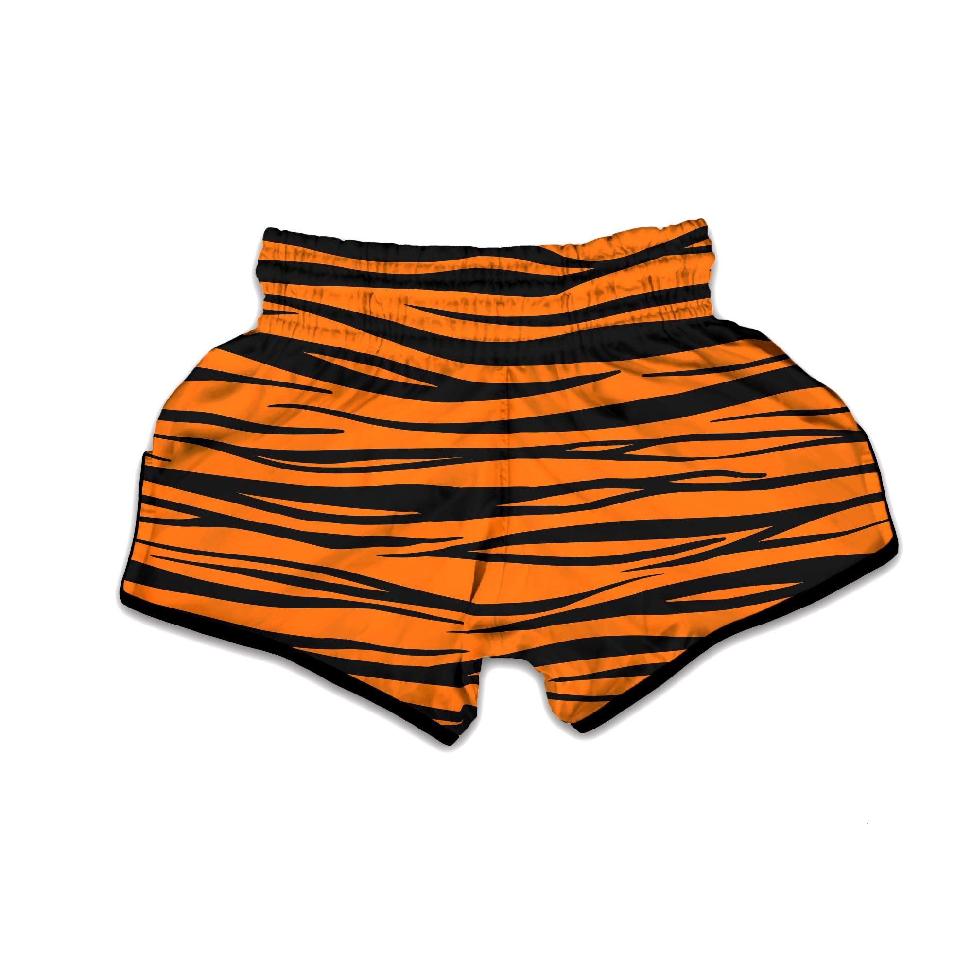 Tiger Stripe Black And Orange Print Muay Thai Boxing Shorts-grizzshop