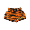 Tiger Stripe Black And Orange Print Muay Thai Boxing Shorts-grizzshop