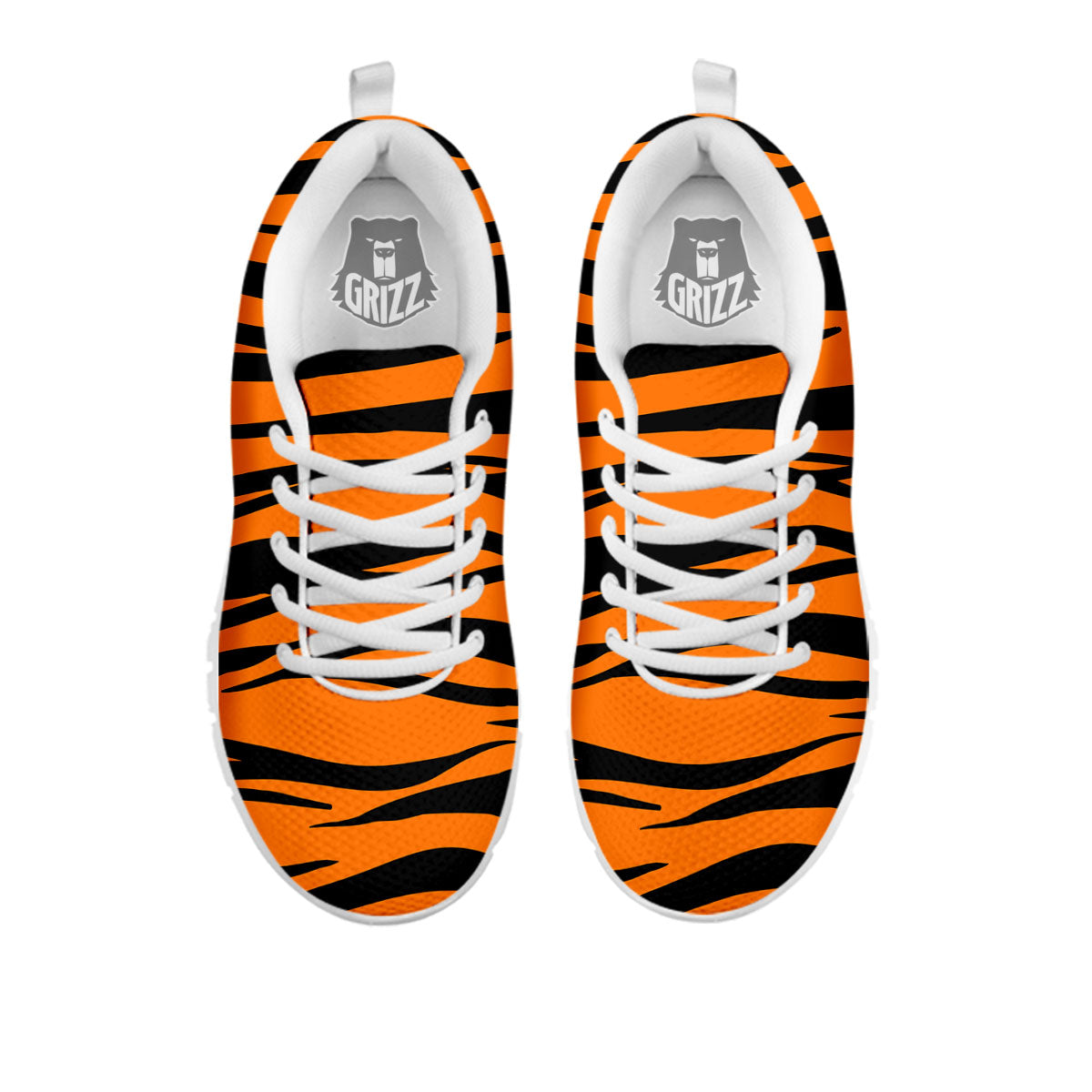 Tiger Stripe Black And Orange Print White Sneaker-grizzshop