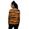 Tiger Stripe Black And Orange Print Women's Bomber Jacket-grizzshop