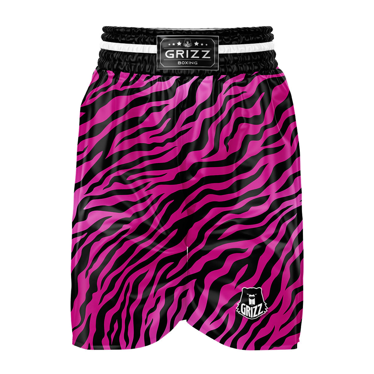 Tiger Stripe Black And Pink Print Boxing Shorts-grizzshop
