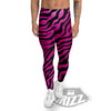 Tiger Stripe Black And Pink Print Men's Leggings-grizzshop