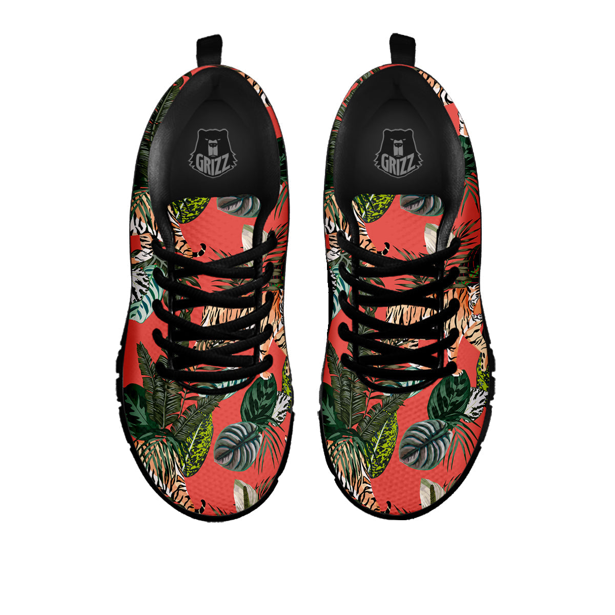 Tiger Tropical Print Pattern Black Sneaker-grizzshop