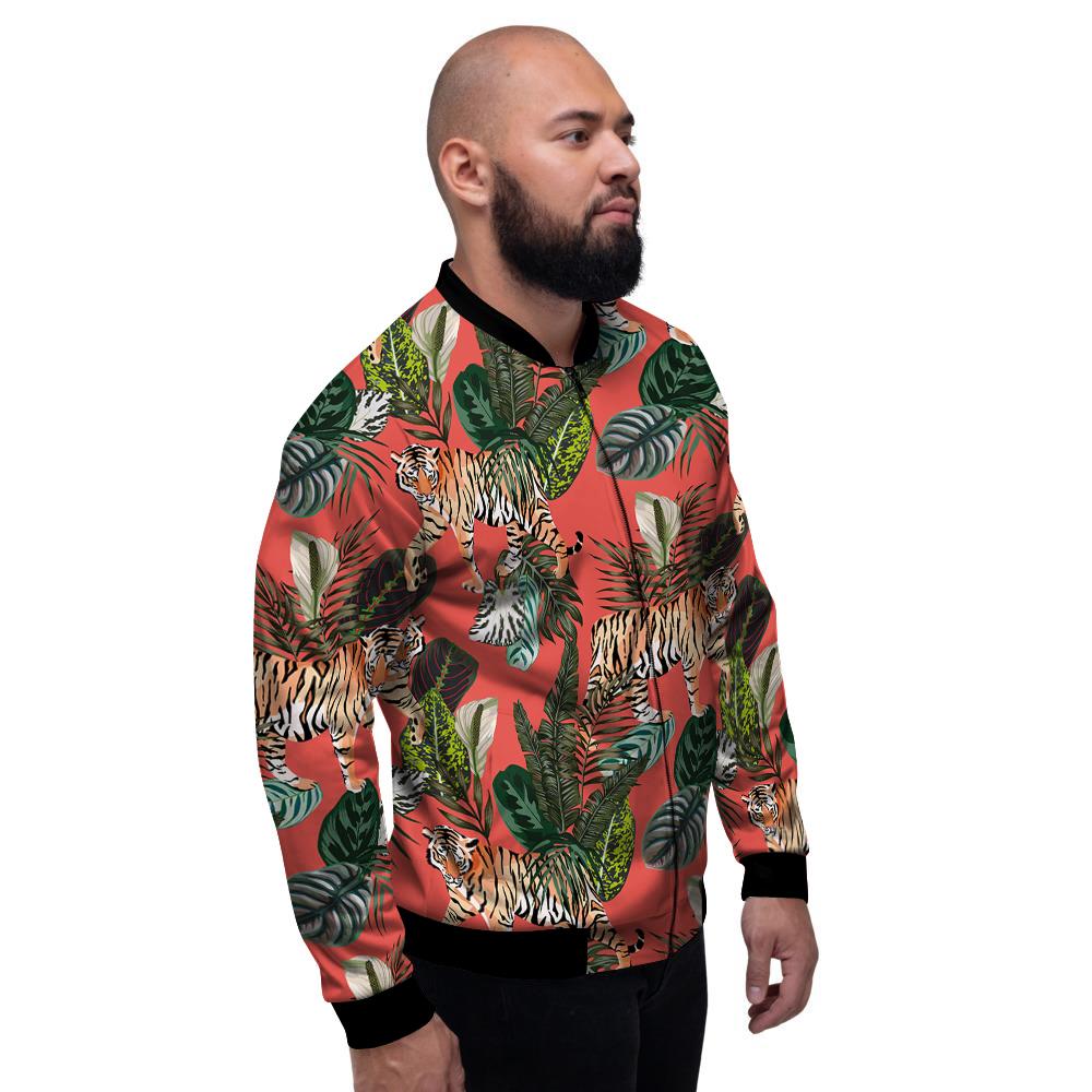 Tiger Tropical Print Pattern Men's Bomber Jacket-grizzshop