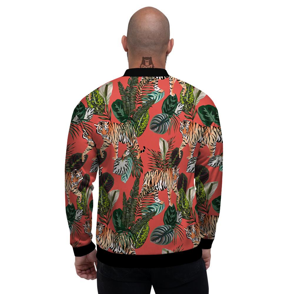 Tiger Tropical Print Pattern Men's Bomber Jacket-grizzshop