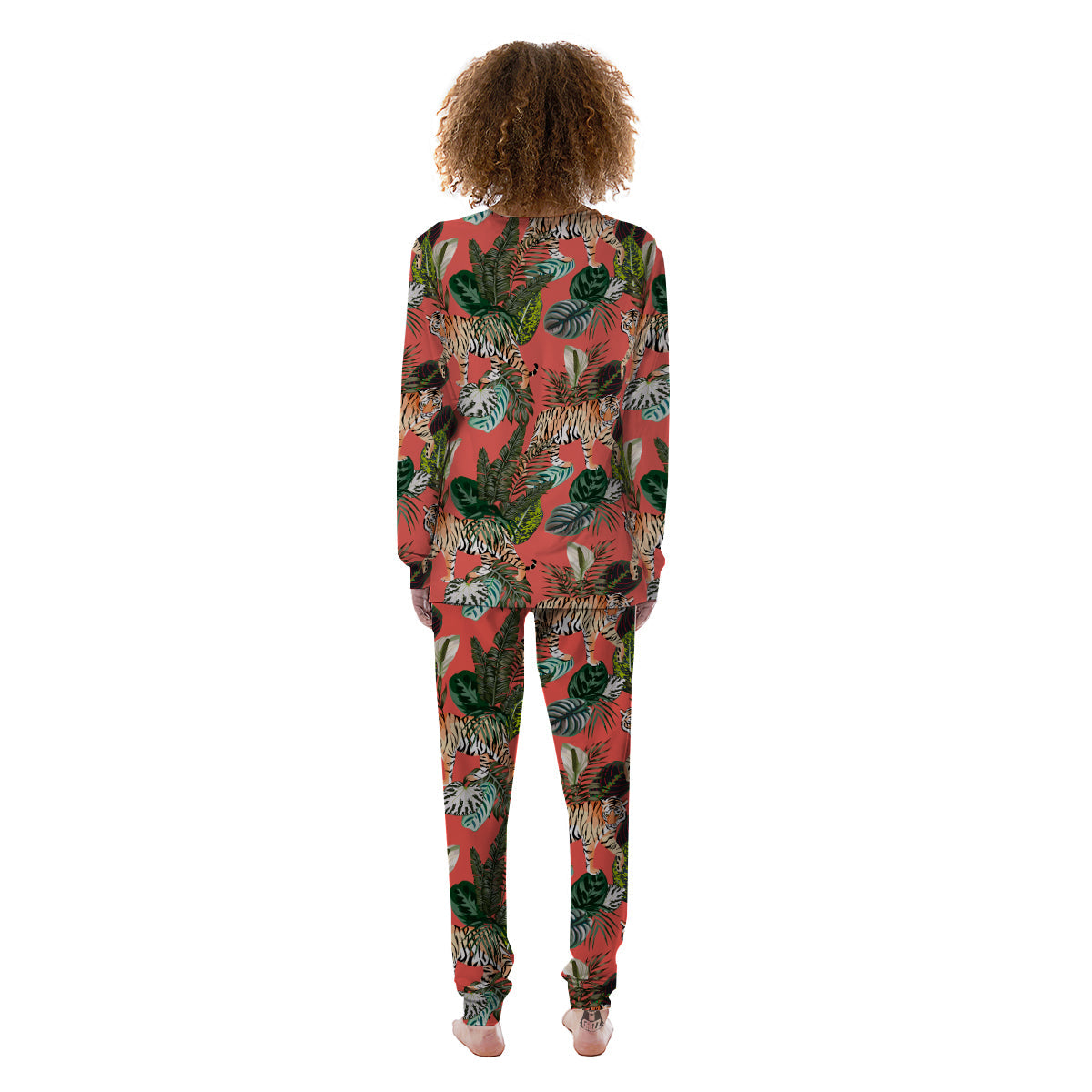 Tiger Tropical Print Pattern Women's Pajamas-grizzshop