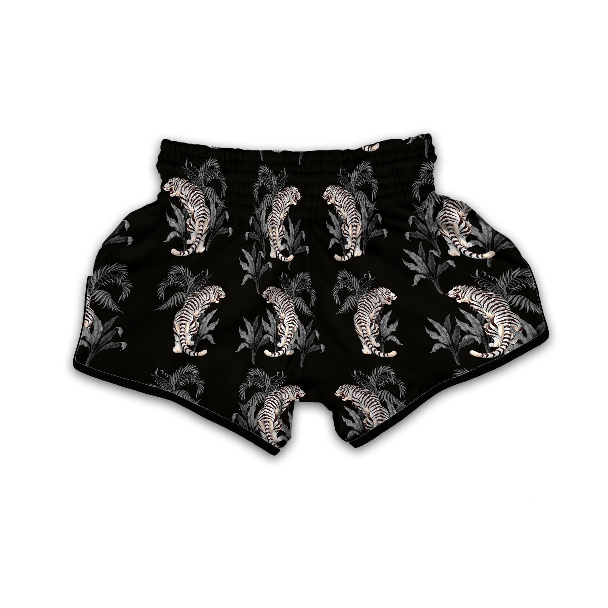 Tiger Tropical Vintage Print Pattern Muay Thai Boxing Shorts-grizzshop