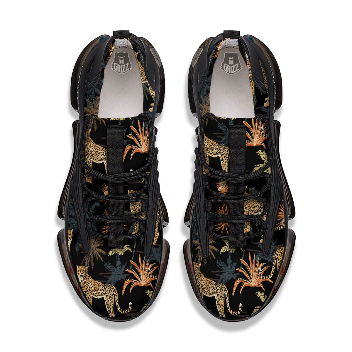 Tiger Watercolor Print Pattern Black Gym Shoes-grizzshop