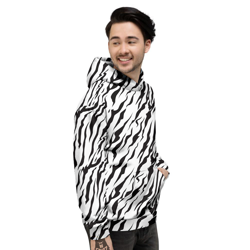 Tiger White And Black Print Pattern Men's Hoodie-grizzshop