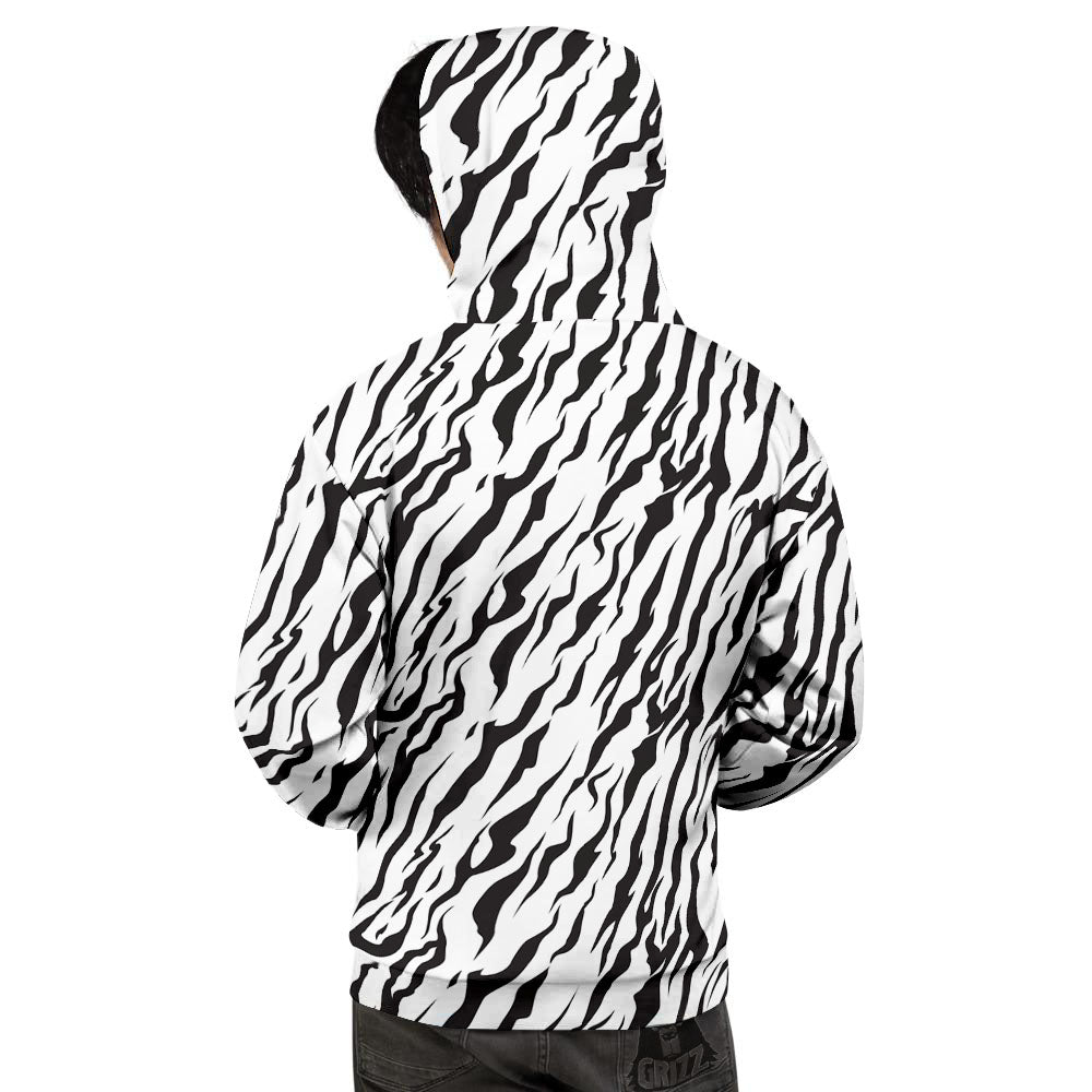 Tiger White And Black Print Pattern Men's Hoodie-grizzshop