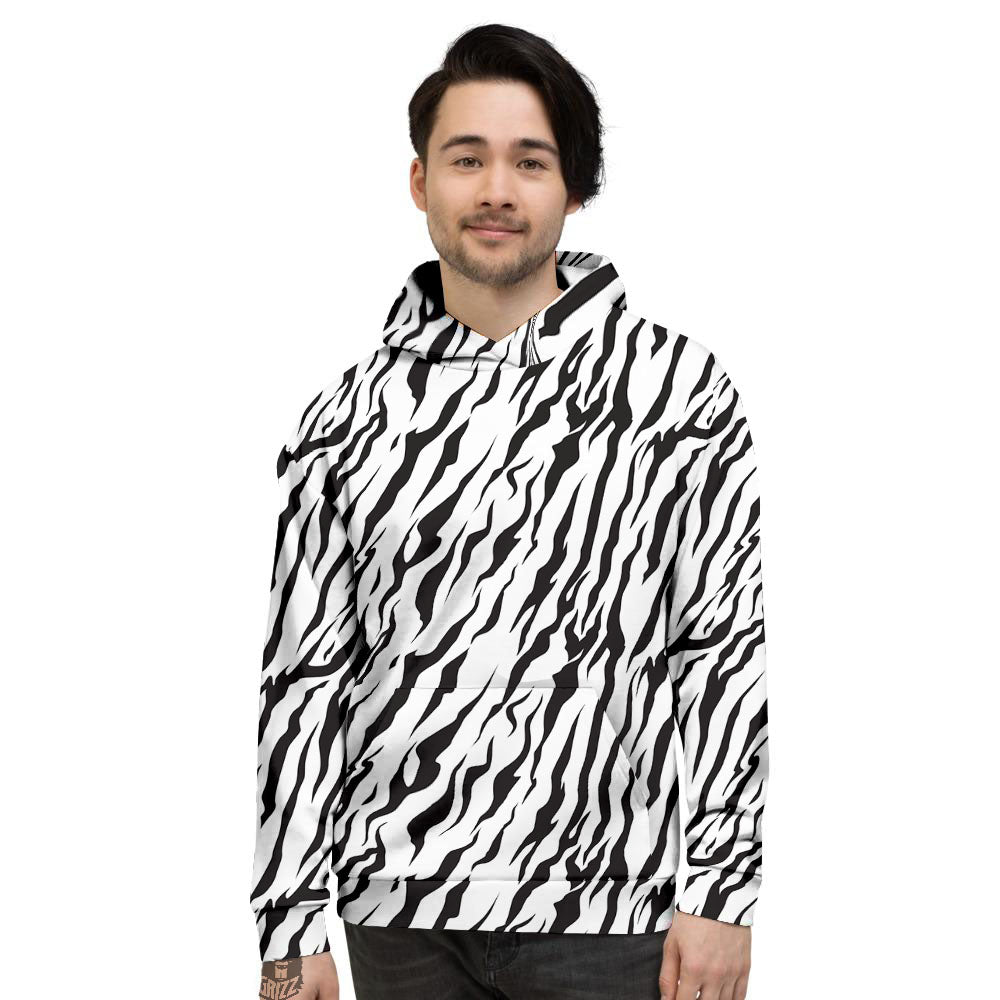 Tiger White And Black Print Pattern Men's Hoodie-grizzshop