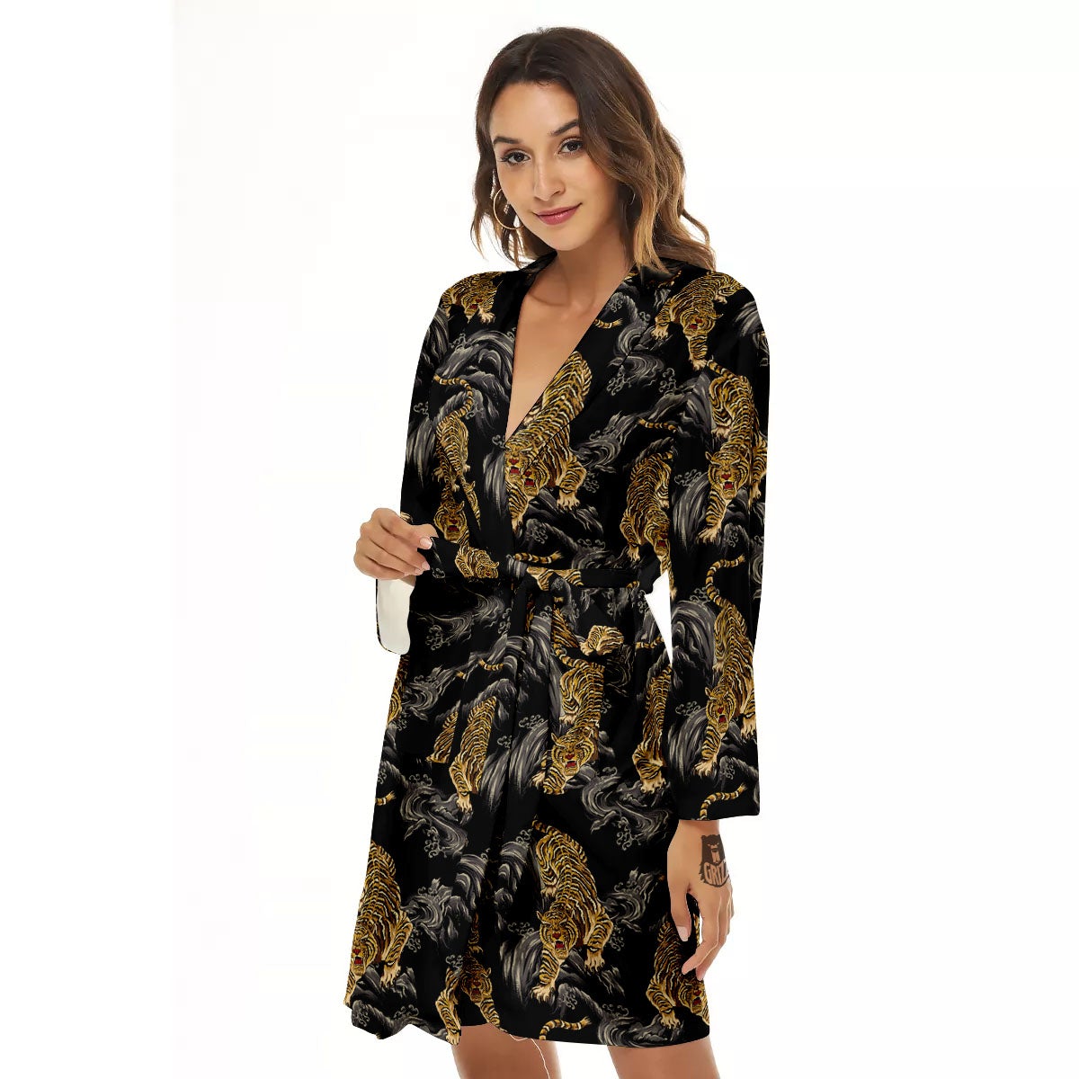 Tiger Japanese Print Pattern Women's Robe-grizzshop