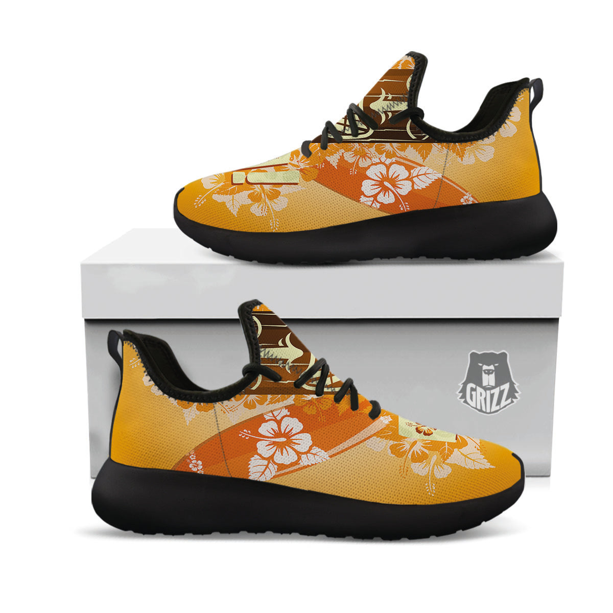 Tiki Aloha Print Black Athletic Shoes-grizzshop