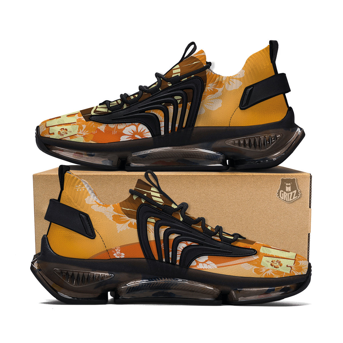 Tiki Aloha Print Black Gym Shoes-grizzshop