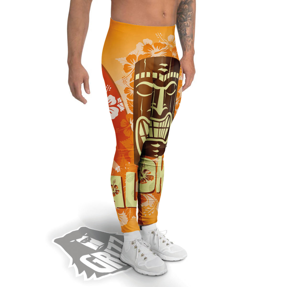 Tiki Aloha Print Men's Leggings-grizzshop