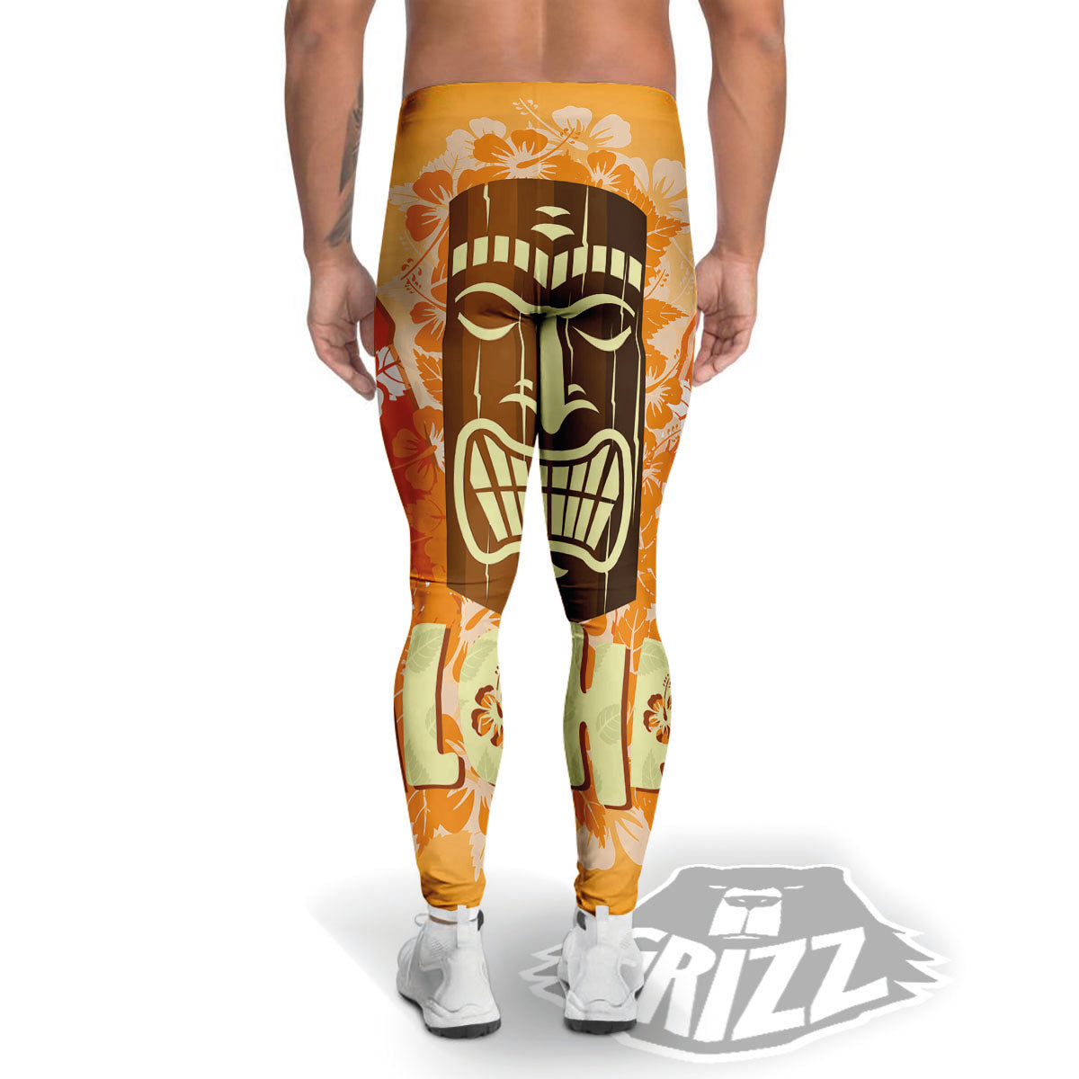 Tiki Aloha Print Men's Leggings-grizzshop