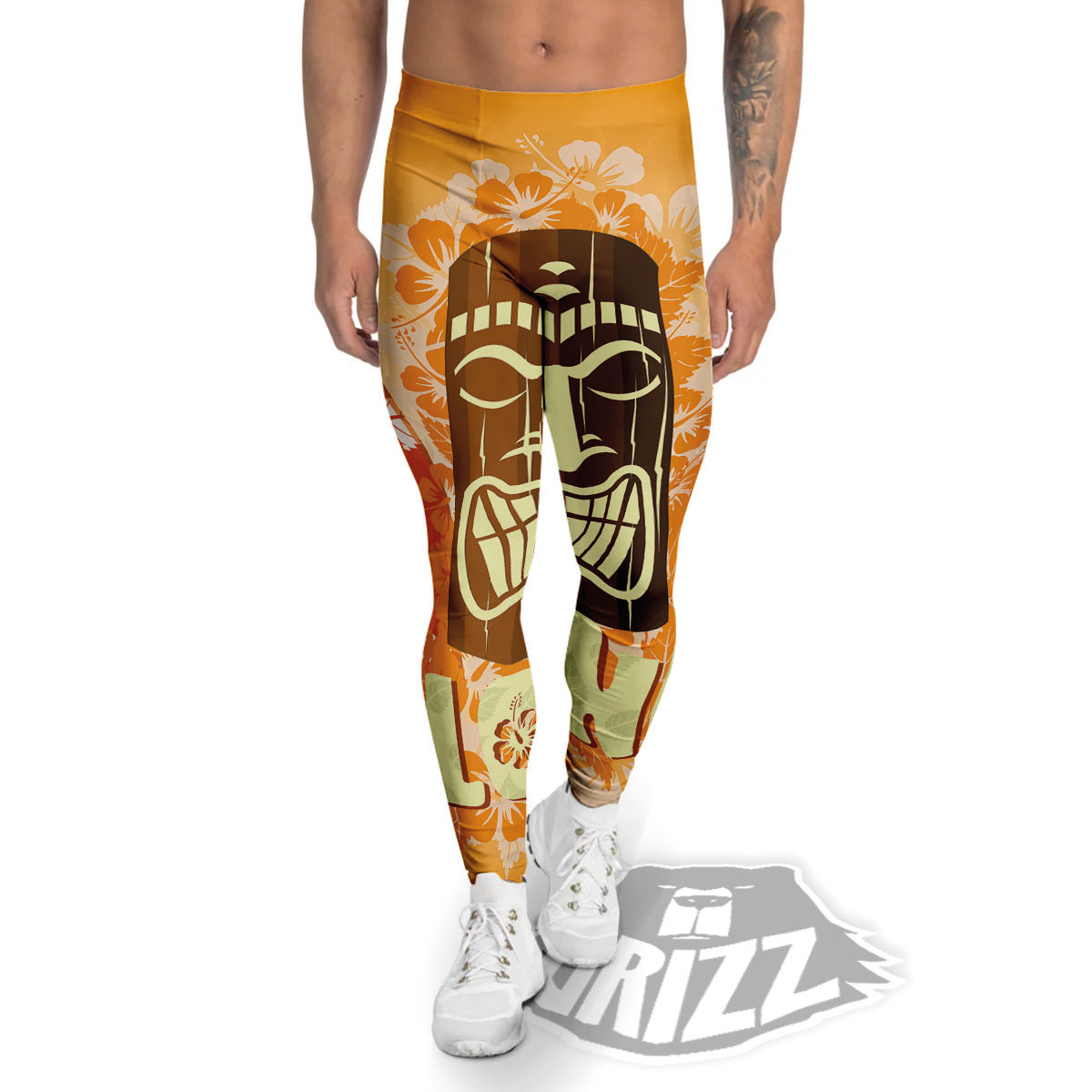 Tiki Aloha Print Men's Leggings-grizzshop