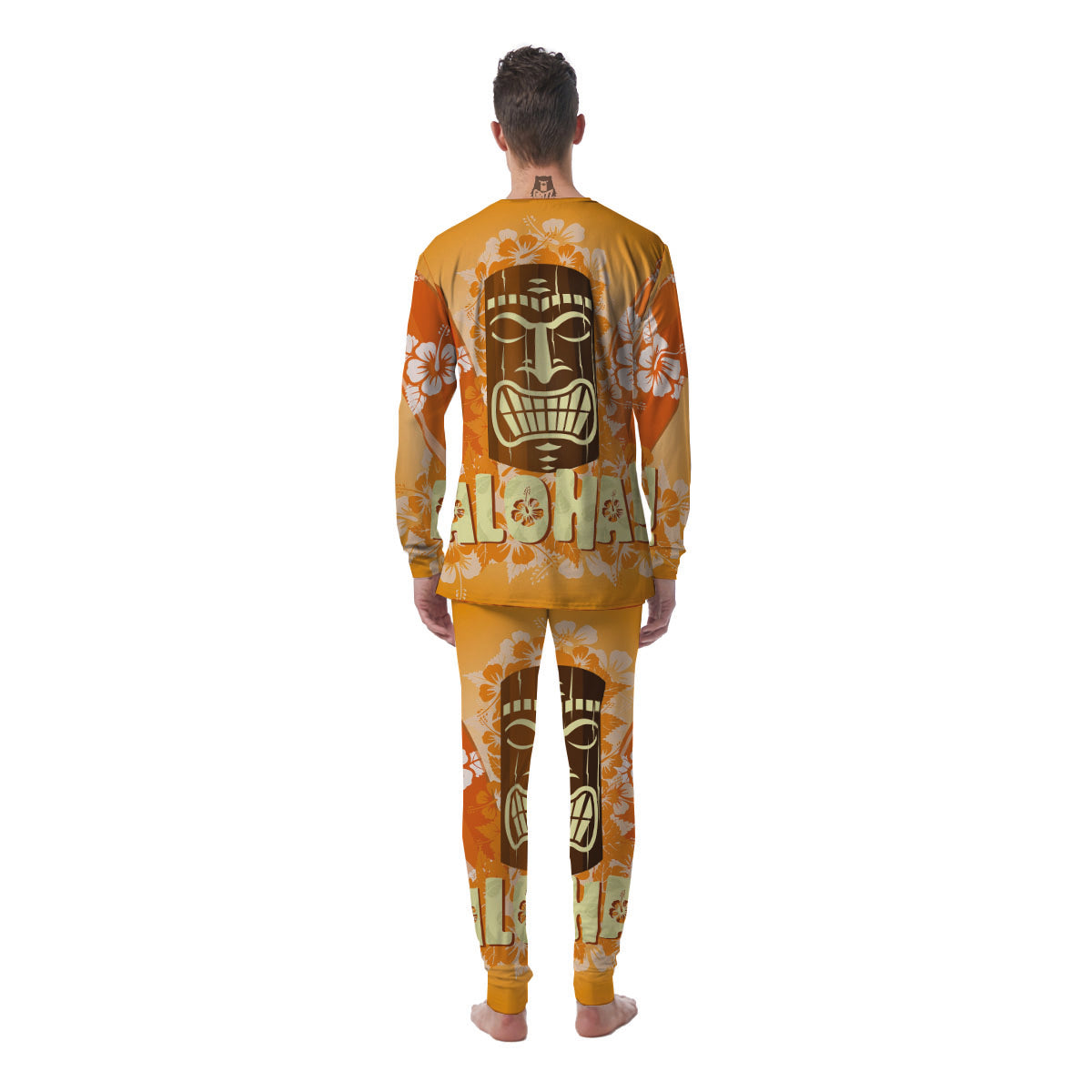 Tiki Aloha Print Men's Pajamas-grizzshop