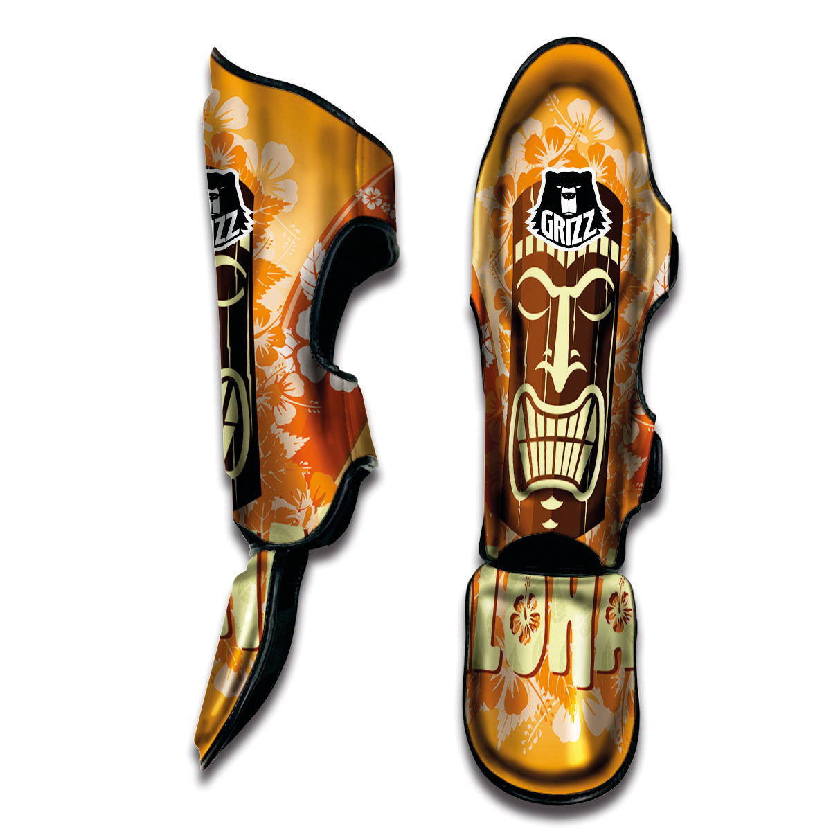 Tiki Aloha Print Muay Thai Shin Guards-grizzshop